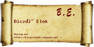 Biczó Elek névjegykártya